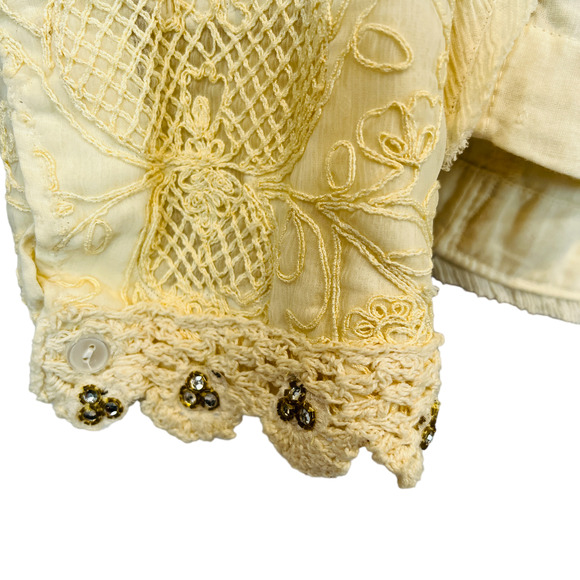 NWT Label Ritu Kumar Embroidered Floral Rhinestone Blazer Jacket White Size 2 - Picture 9 of 14